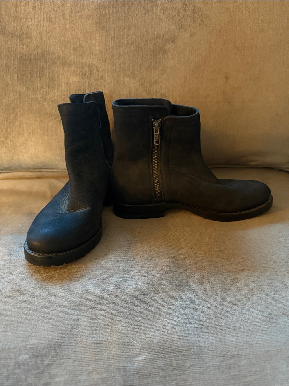 Women’s Frye Black Leather Double Zip Ankle Boots